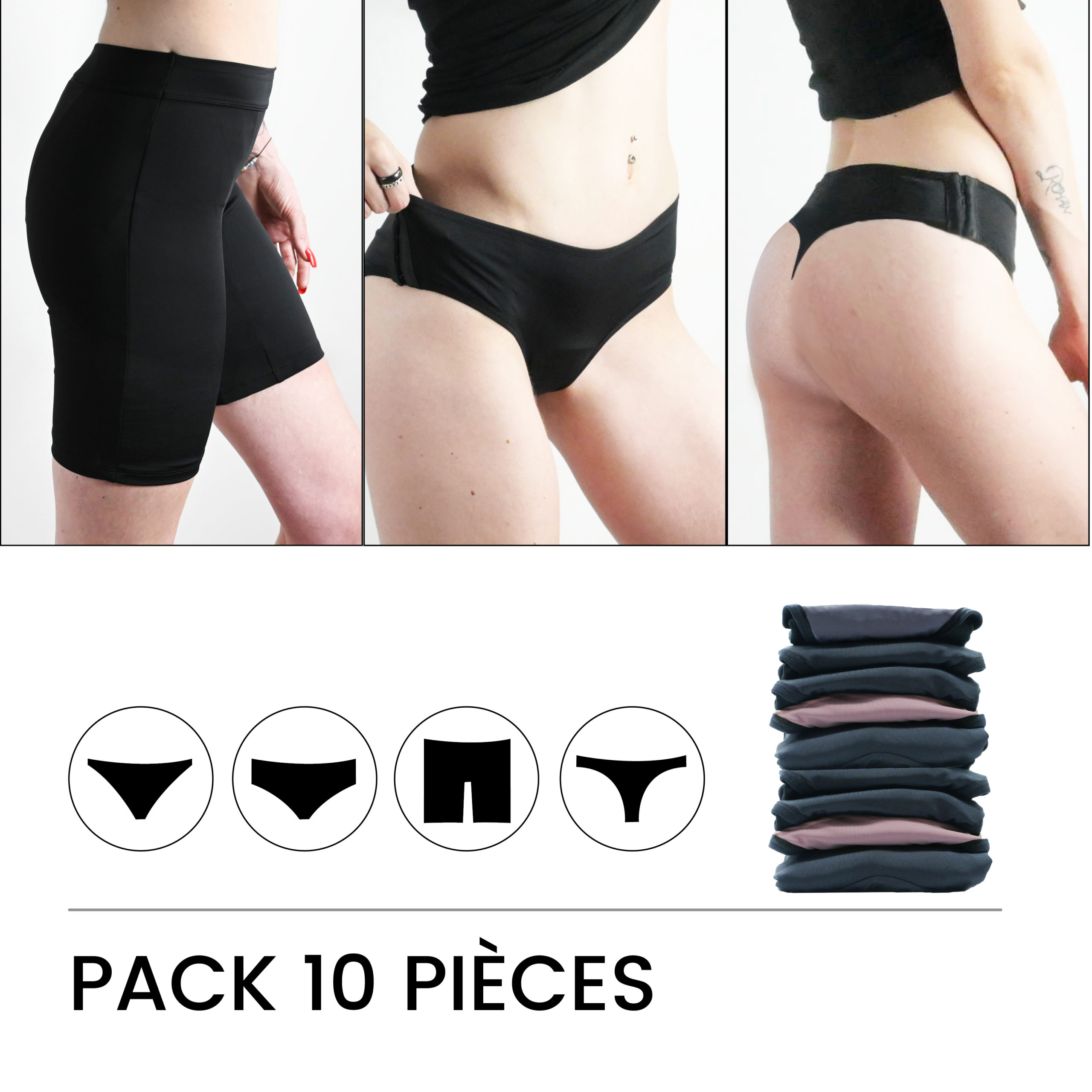 Pack 10 culottes menstruelles ADO au choix - taille 12 ans à 16 ans